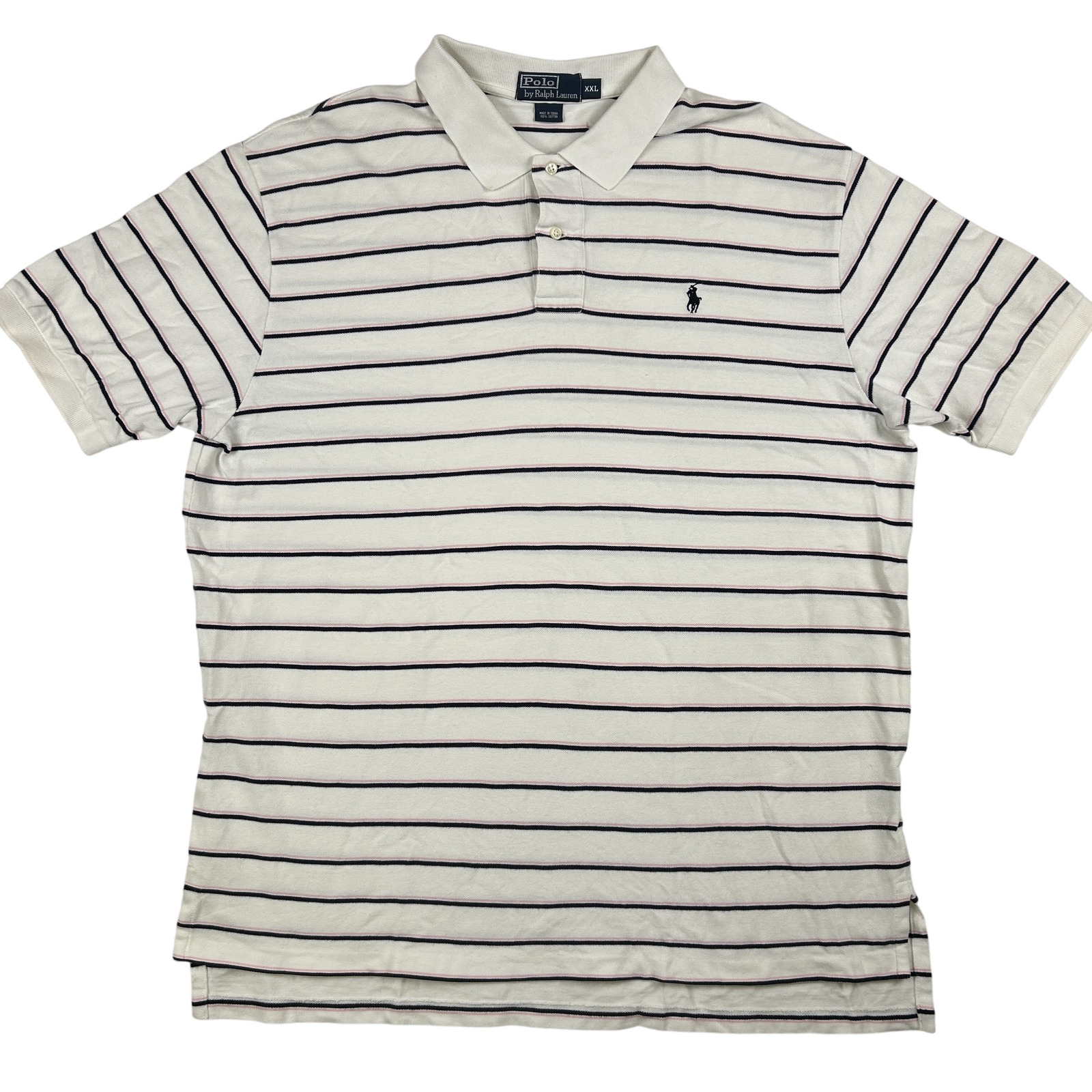 Polo Ralph Lauren Shirt Mens 2xl Striped Short Sleeve Cotton Polo Logo